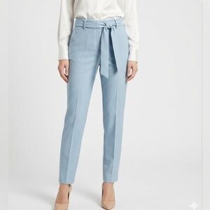 LOFT Light Blue Tie-Waist Ankle Trousers | Slim Fit Dress Pants | Size  0/2